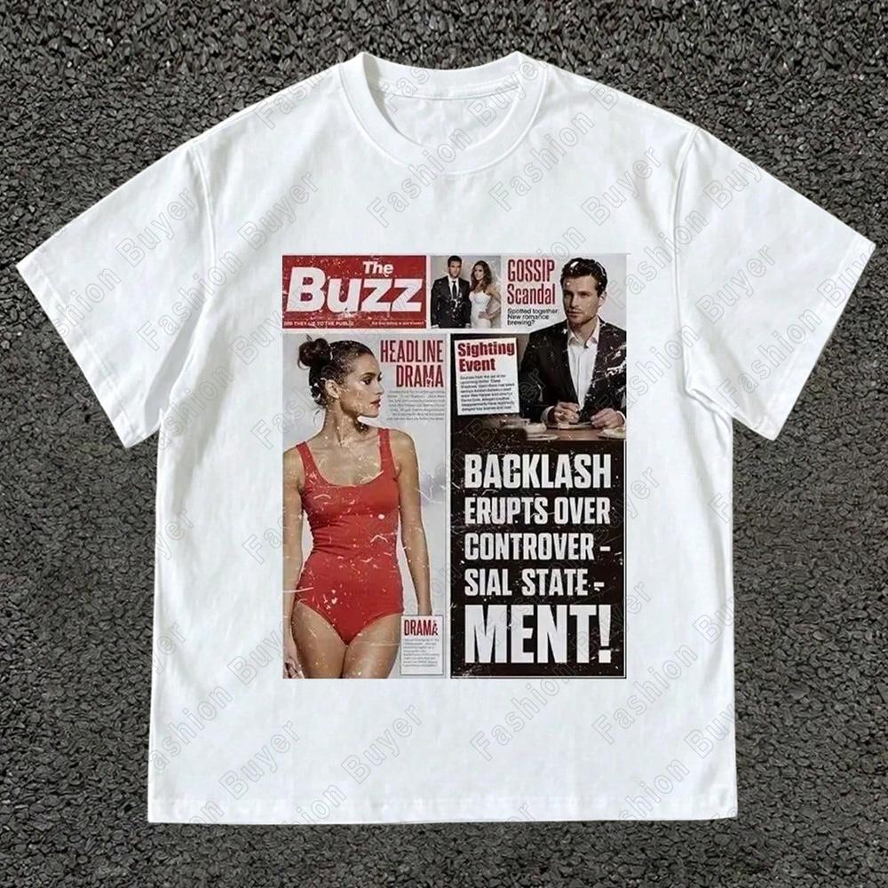 Harajuku American Newspaper Graphic T Shirts Y2k Tops Women T Shirt Couple Pro Choice Gothic Streetwear Vintage Women Clothing