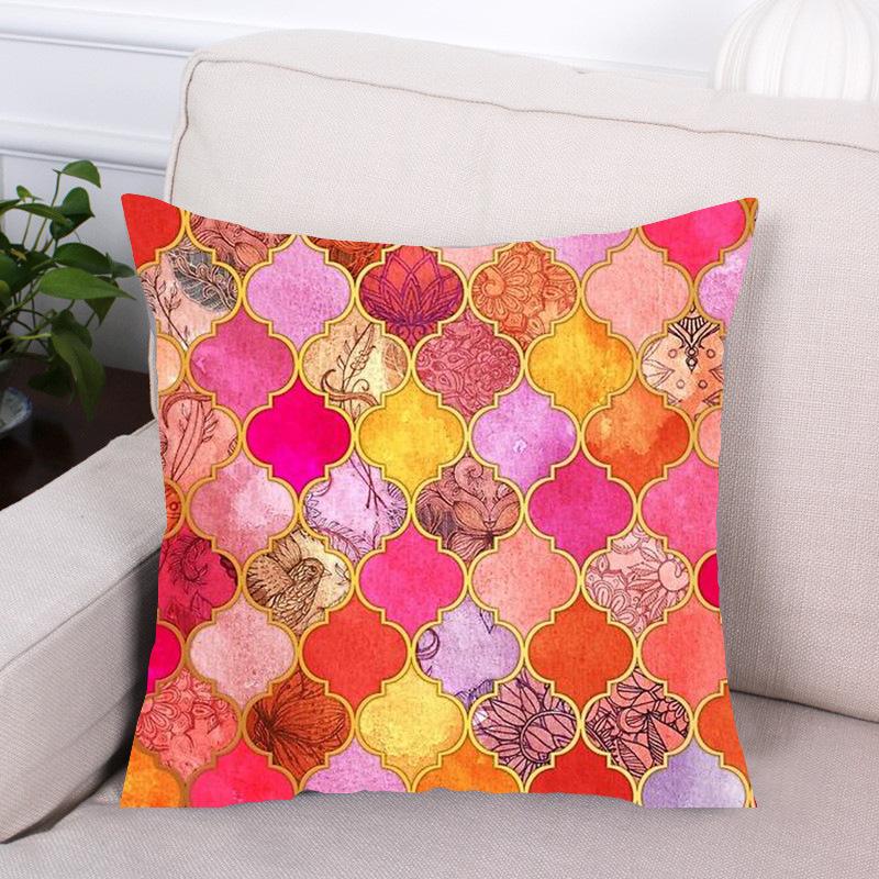 Nordic Style Checkered Pattern Digital Printing Short Plush Pillow Covers For Car Sofa Office Cushion Cover Home Goods 60X60Cm