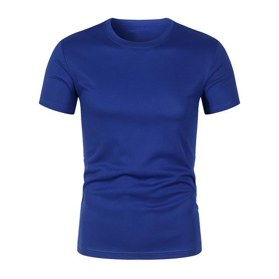 Мужская облегающая футболка с коротким рукавом и круглым вырезом, спортивная футболка, быстросохнущая, однотонная, повседневная футболка для спортзала, фитнеса, повседневная одежда
