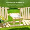 Garden Bench Combination for 2 People, Integrated Table, Natural Wood, 157 x 88 x 103 cm