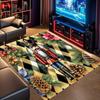 Golden Checkered Nutcracker Soldier Pinecone Floral Christmas Print Area Rug Non‑Slip Rectangular Floor Mat Home Decor