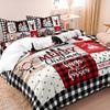 3pcs Christmas Theme Duvet Cover Set Vibrant Plaid Print Ultra-Soft Comfortable Material 1duvet Cover 2 Pillowcase Festival Gift
