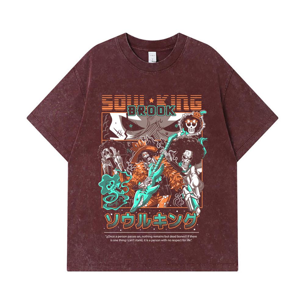 275 GSM Washed T-shirts 100% Cotton One Piece V43 Brook Print Unisex Heavy Cotton T Shirt