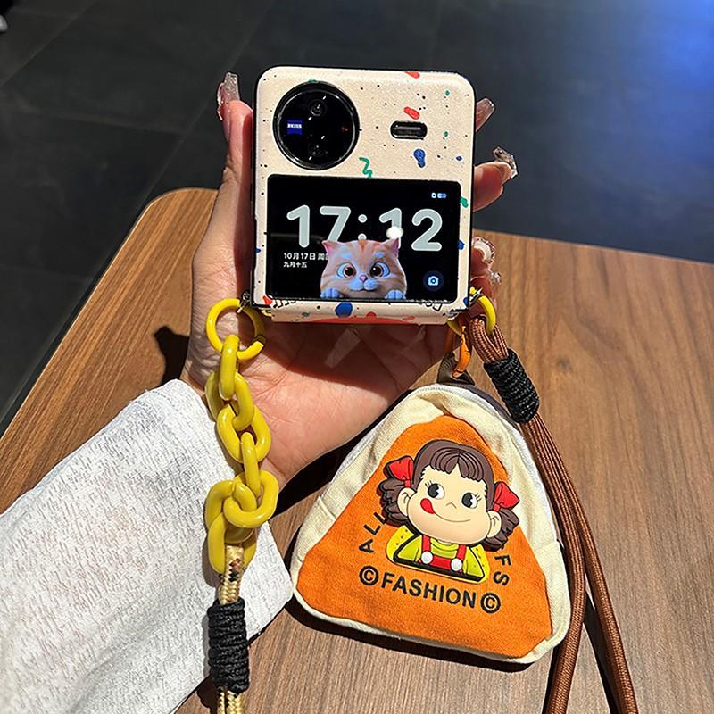 Fuji girl applies Vivo X Flip mobile phone case folding screen cartoon change bag crossbody strap lanyard leather small fresh VIVOXFLIP 