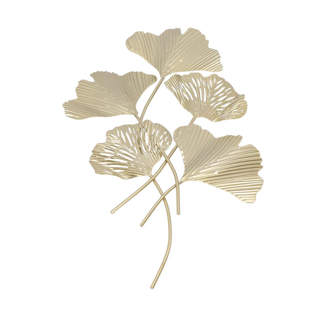Metal Wall Decor Iron Simulated 3D Ginkgo Leaves Hanging Wall Sculpture for Living Room Office