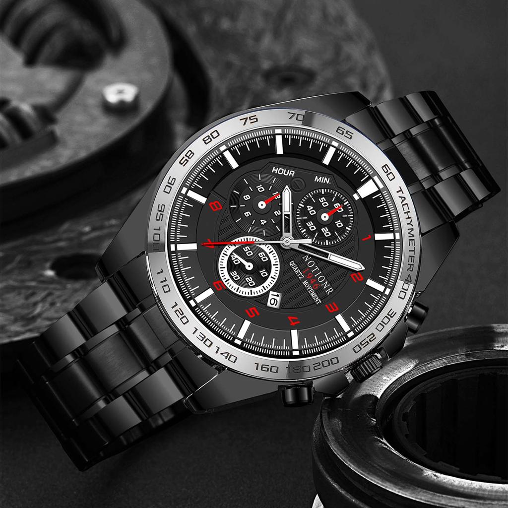 Fashion Business Men's Watch Men's Quartz Watch Stainless Steel Watch Large Dial Watch Casual Men's Watch Sports Watch Calendar Watch