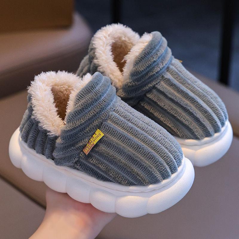 Детские удобные нескользящие бархатные тапочки 2024 года: Теплые, на толстом каблуке, пушистые, из хлопка для мальчиков и девочек