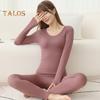 2 шт./комплект, зимний женский термобелье, бесшовный, с круглым вырезом и длинным рукавом, теплый, облегающий, высокоэластичный, для холодной погоды, пижамный комплект, домашняя одежда