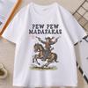 Retro Cowboy TShirt Pew Pew Madafakas Tshirt Funny Western Vintage Graphic Tee Cotton Short Sleeve Printed T Shirt Clothes