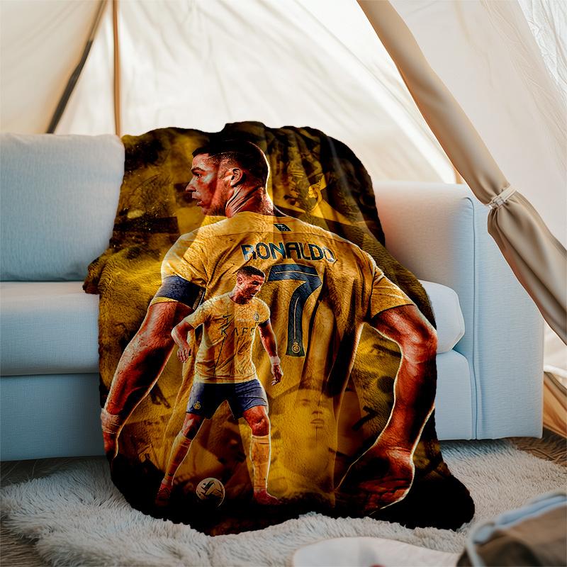 1pc Soccer7 (4) Theme Blanket - Digital Print, Polyester, Cozy for All Seasons, Perfect for Outdoor, Camping, and Travel