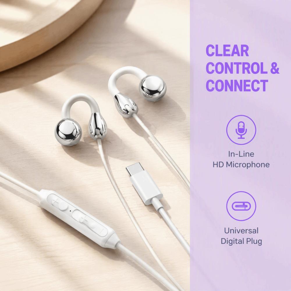Built in Mic Ear Clip Headphones Lightweight Ear Hook Headphones Wired Headphones Sports Use