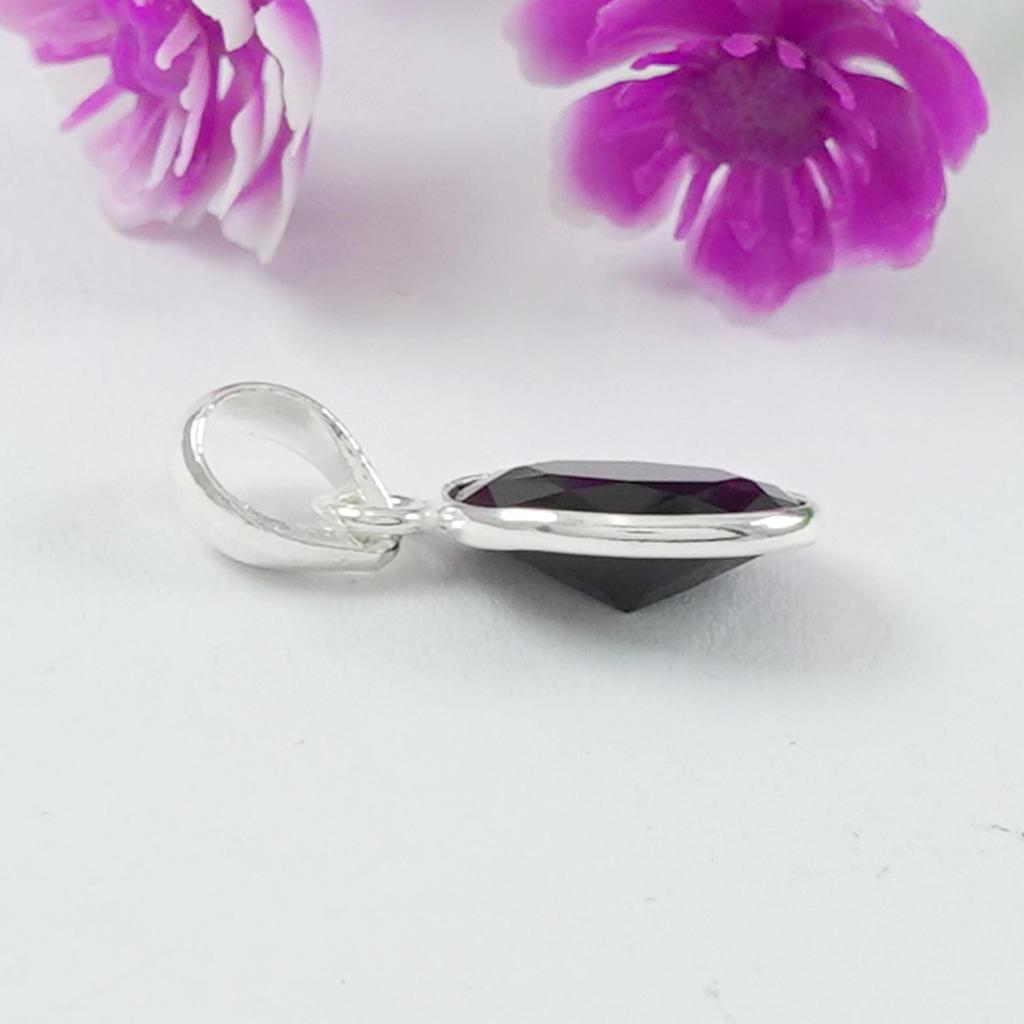 Black Onyx Pendant, 925 Silver Pendant, Handmade Pendant for Gift, Oval Faceted Onyx Bezel Pendant, Birthstone Pendant