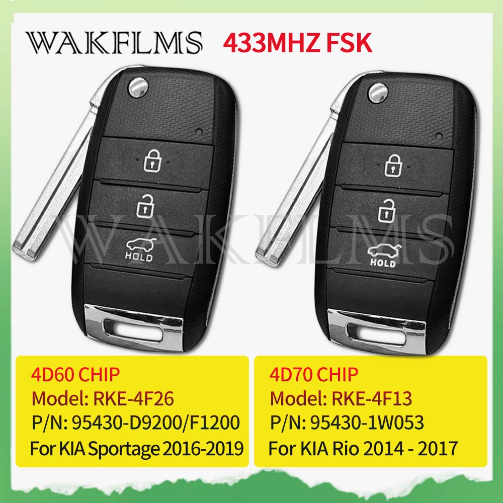RKE-4F26 4F13 For KIA Sportage Rio 2014 2015 2016 2017 2018 2019 Remote Car Key 433MHz 4D60 95430-D9200 95430-F1200 95430-1W053