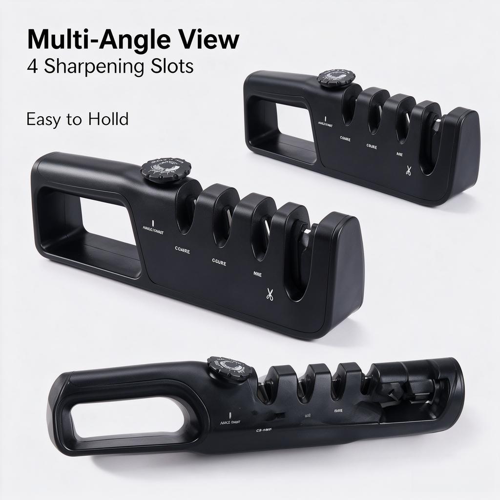 Adjustable Manual Knife Sharpener, Diamond Abrasive Quick Kitchen Blade Sharpening Tool