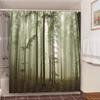 Misty Forest Nordic Style Shower Curtains Set With Hooks Waterproof Green Natural Landscape Home Decoration Bathroom Curtain New