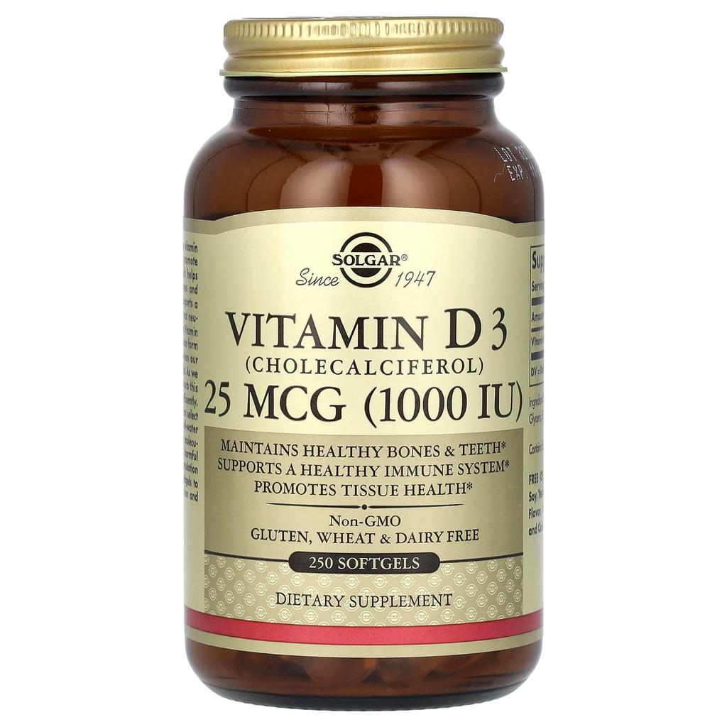 Vitamin D3 (Cholecalciferol), 25Mcg (1,000Iu), 250 Softgels