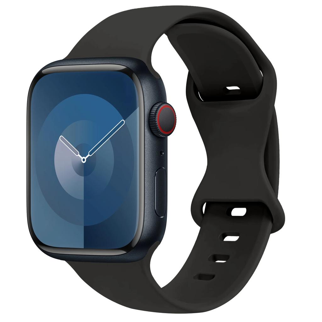 Силиконовый ремешок для Apple Watch Band 45 мм 44 мм 41 мм 40 мм 42 мм 46 мм ultra 49 мм Спортивный браслет correa серия 11 7 8 9 10 4 3 5 6 se