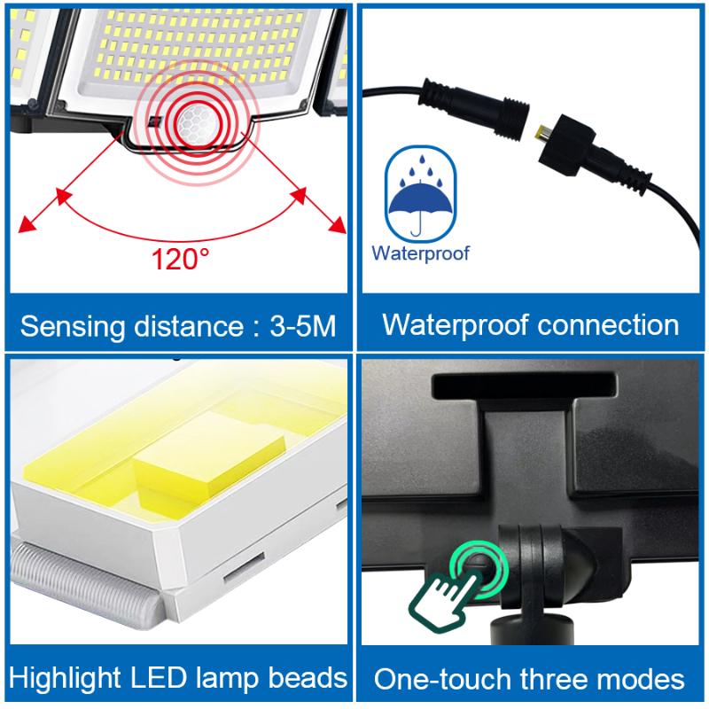 328 светодиодных настенных светильников на солнечных батареях для улицы 228 уличный светильник IP65 водонепроницаемый прожектор с датчиком движения солнечный 3-режимный уличный светильник садовое уличное украшение