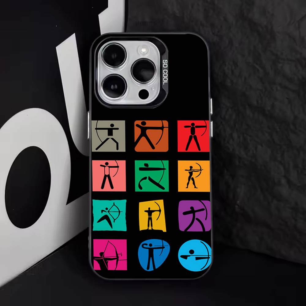 Archery Sprot Cool Phone Case For iPhone 17,16,15,14,13,12,11,Pro,XS,Max,Plus,Mini,SE4,E Black Matte Shockproof Cover