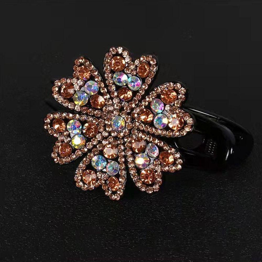 Korean Hair Claws Women Barrettes Flower Hair Clips Rhinestone Duckbill Clips Crystal Hairpins
