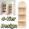 4-Tier Design Wooden Wall Shelves Minimalist Boho Style Rack Arched Floating Shelf  Home Decor