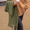 Кашемировый шарф для женщин Зимний Высококачественный Однотонный Шарф Универсальная мужская шаль Корейский стиль Утолщенный шерстяной шарф