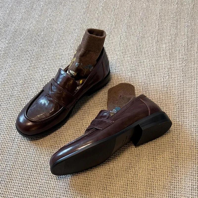 Женские кожаные мокасины, туфли на плоской подошве, повседневные кроссовки, женские, тренд 2024 года, новые туфли для ходьбы, модные, осенние, уютные, Mujer De Zapatos