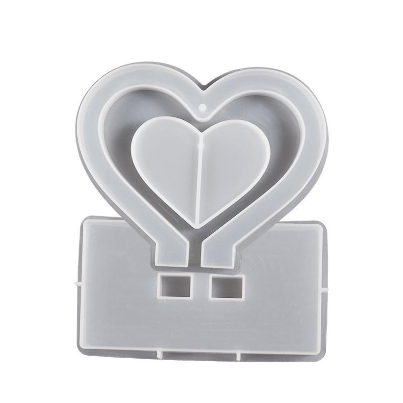 1set Crystal Epoxy Love Shape Photo Frame Setting Table Love Photo Frame Mold Pendant Listing Silicone Mold