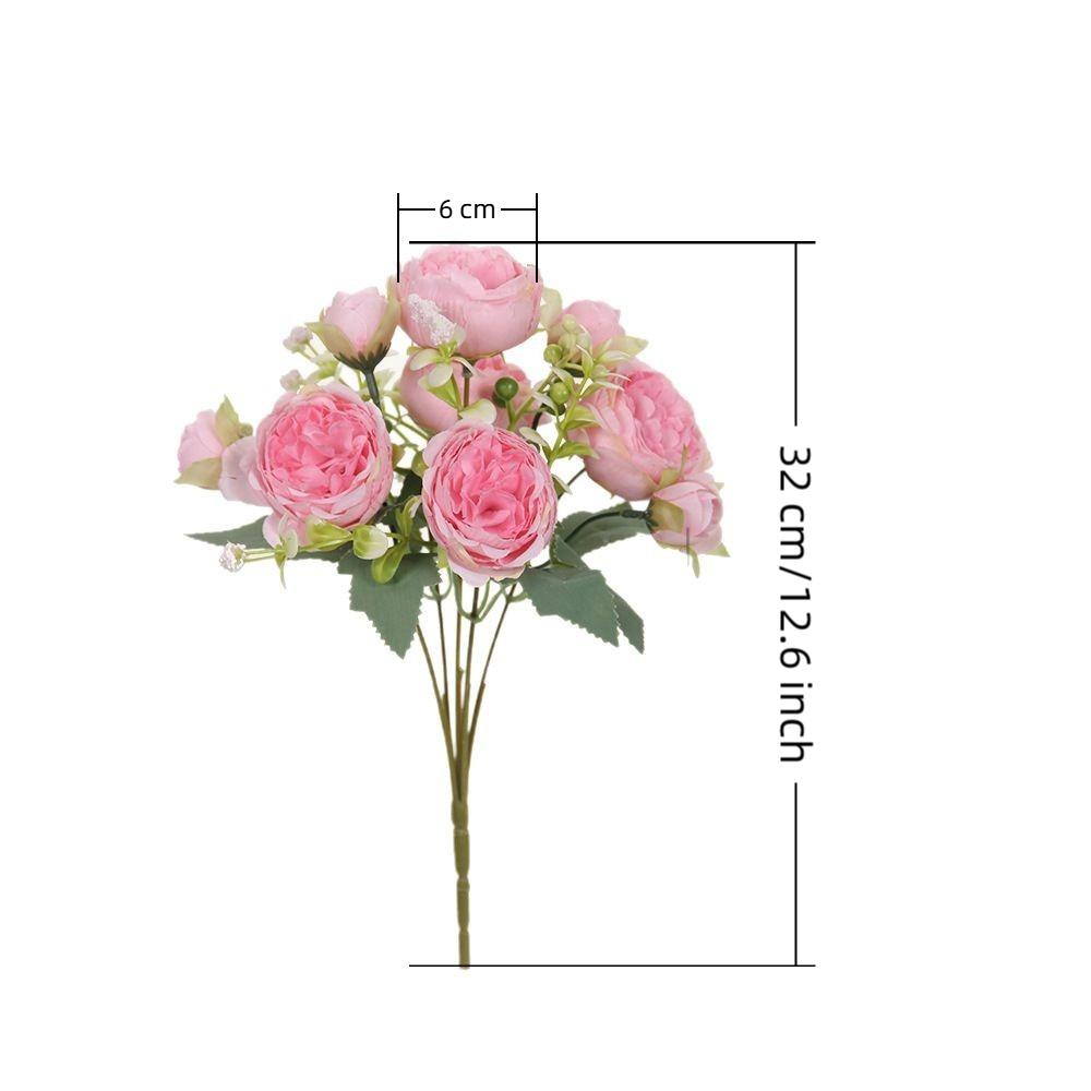 32cm Peony Bouquet 5 Heads Silk Flower New Fake Rose Vase Decor