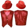 Kids Boys Glittery Sequined Waistcoat with Hat for Jazz Dance Stage Performance Costume