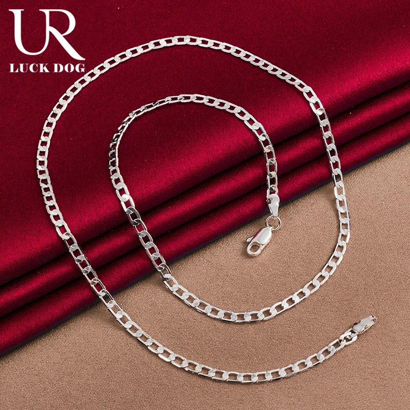 925 стерлингового серебра 16/18/20/22/24/26/28/30 дюймов 4 мм боковое ожерелье модные свадебные украшения