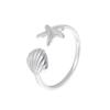Cui Yan Jewelry S925 Silver Korean Starfish Seashell Women's Ring - Popular European & American Open Design