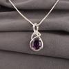 Natural Amethyst Gemstone 925 Sterling Silver Boho Jewelry Zircon Pendant 1.22" CZP-13-1