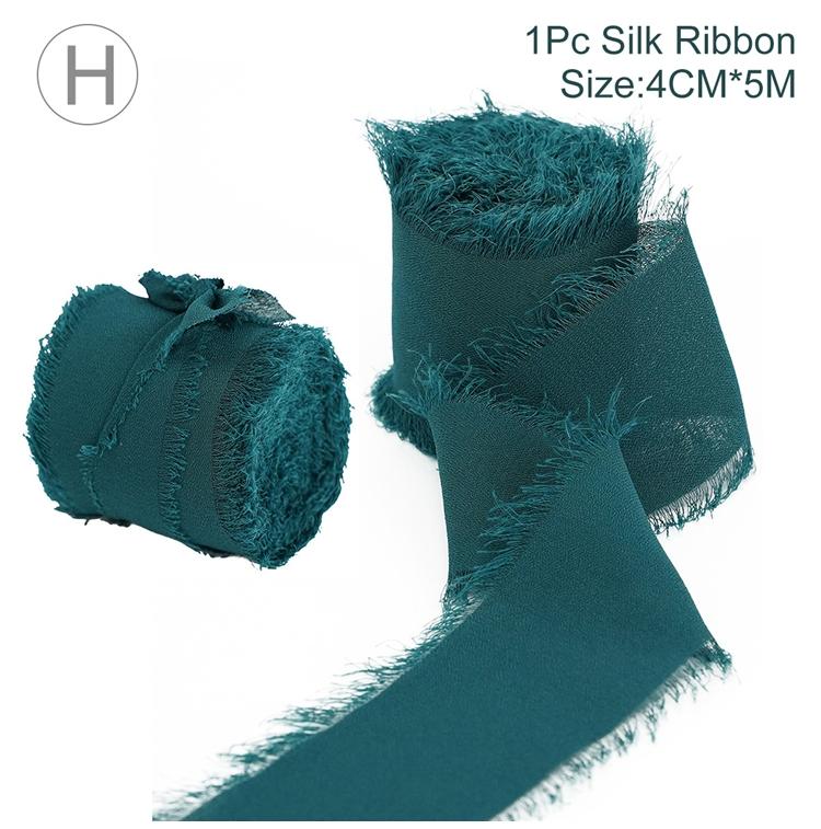 4CM*5M Handmade Frayed Edged Satin Chiffon Silk Ribbon For Wedding Invitation Wrapping Bouquets Birthday Party Decorations Gifts