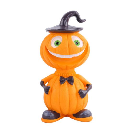 Pumpkin Man Figurine Halloween Pumpkin Decoration Resin Spooky Pumpkin Sculpture for Outdoor Indoor Table Mantel Decoration