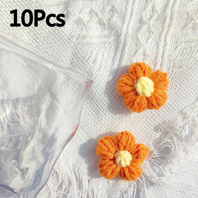10 шт. вязаные цветы аппликация для одежды шляпа заколка для волос ручная вязка пуховый цветок своими руками нашивки декор швейные аксессуары