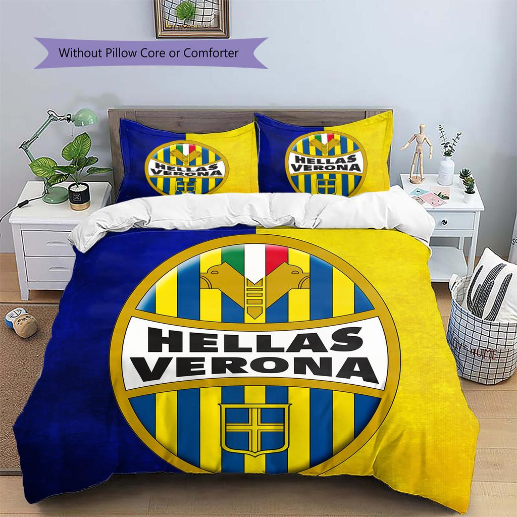 Hellas Verona FC Pattern Bedding Quilt Set Home Decoration Gift (1 * duvet cover + 2 * pillowcase without core)