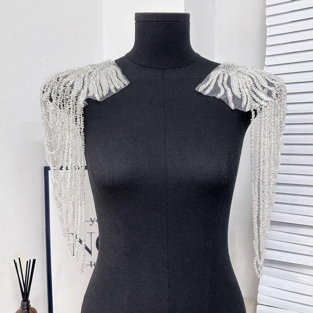 2 шт. Винтажная кисточка, цепочка, наплечное украшение, длинная цепочка с кисточками, съемные кисточки, сверкающая накидка на плечи, нашивка для шитья своими руками