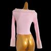 French Sexy Sexy Split off-Shoulder Knitwear Women's Clothing Silm Slimming Inner Short Long Sleeve Top Fall and Winter