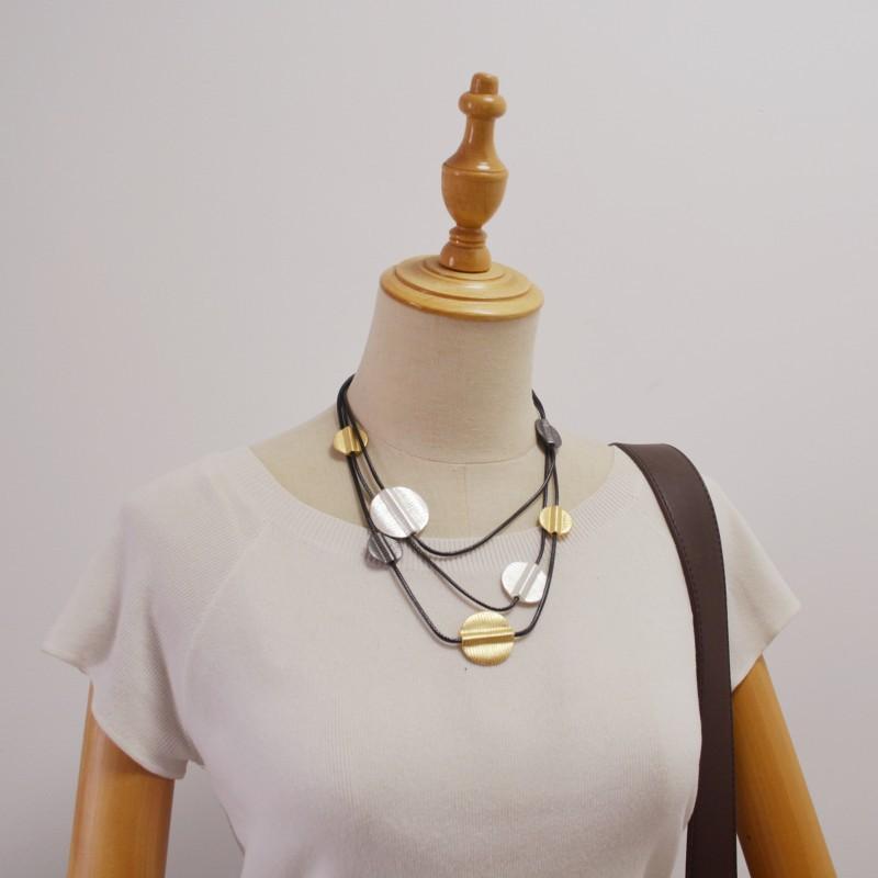 Минималистский стиль Ins, женская европейская и американская мода, новое геометрическое круглое двухцветное многослойное короткое ожерелье, цепочка на ключицу