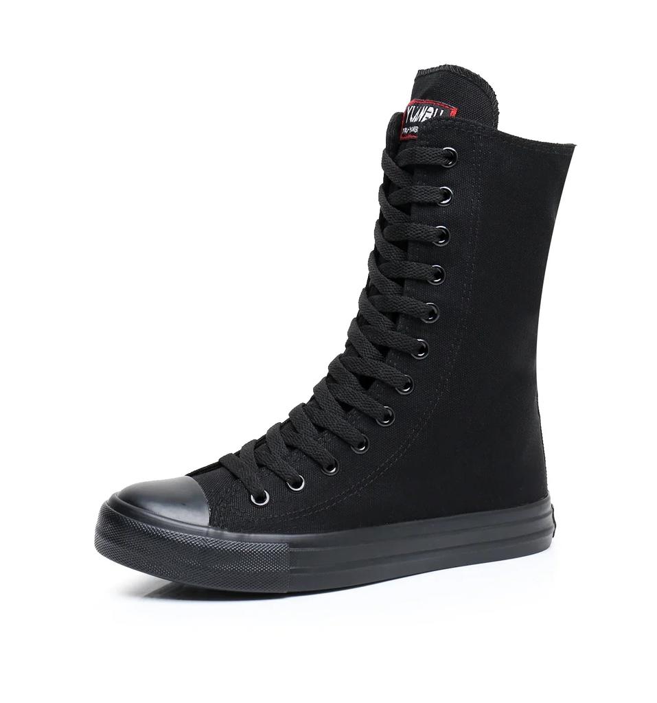 Ботинки женские кроссовки парусиновые повседневные высокие туфли длинные ботинки на шнуровке молния удобные плоские ботинки кроссовки Tenis Feminino