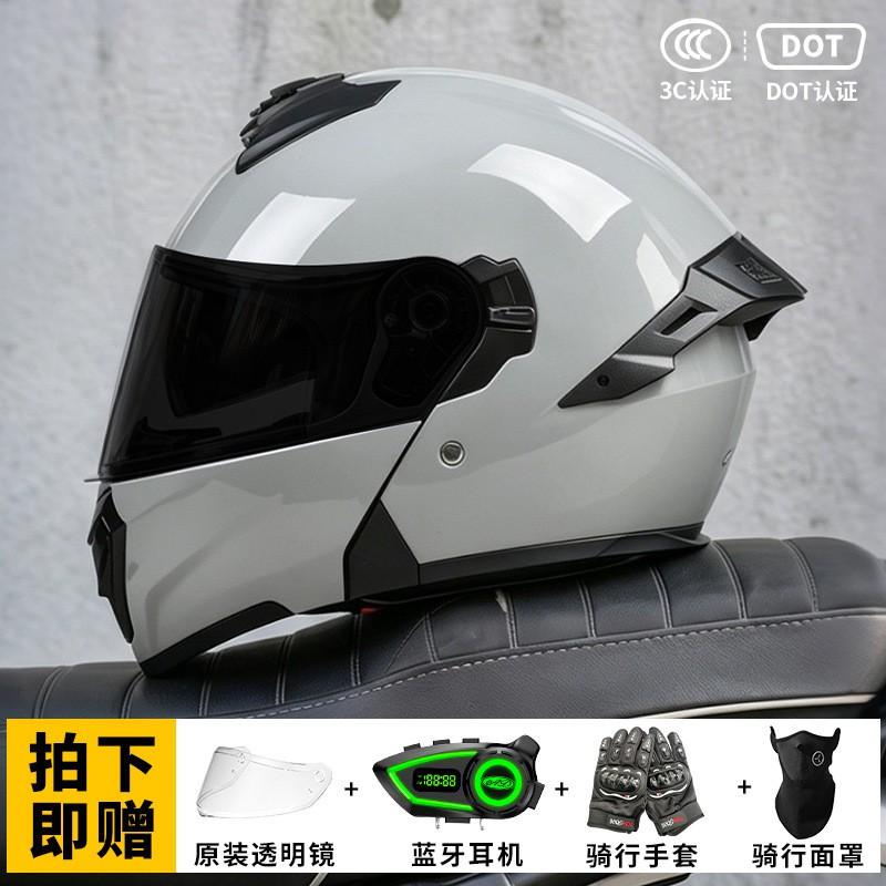 Bluetooth-Enabled Full Face Motorcycle Helmet With Flip-Up Visor Men 3C Certified All-Season Riding Gear