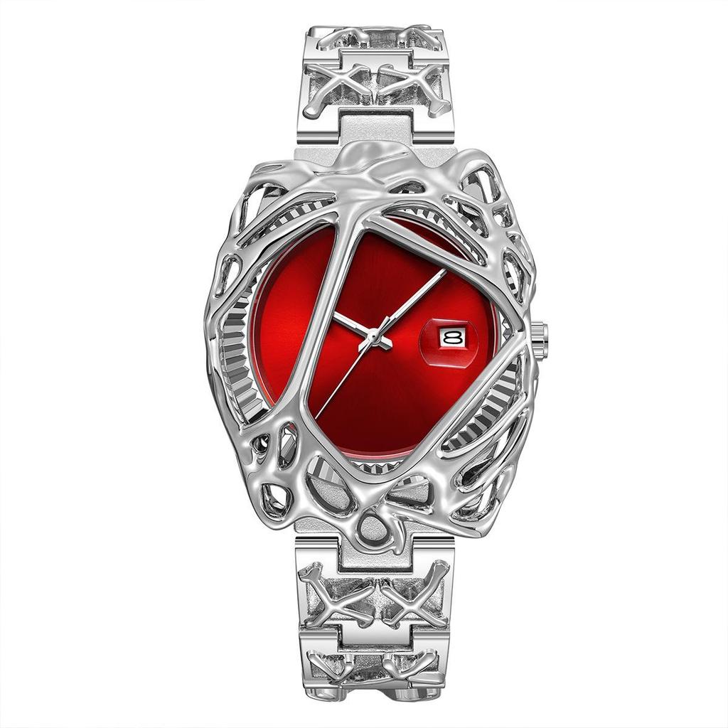 Y2K Ретро Часы Мода Гетеротипный Дизайн Мужские Кварцевые Часы Нержавеющая Сталь Водонепроницаемые Светящиеся Дата Наручные Часы