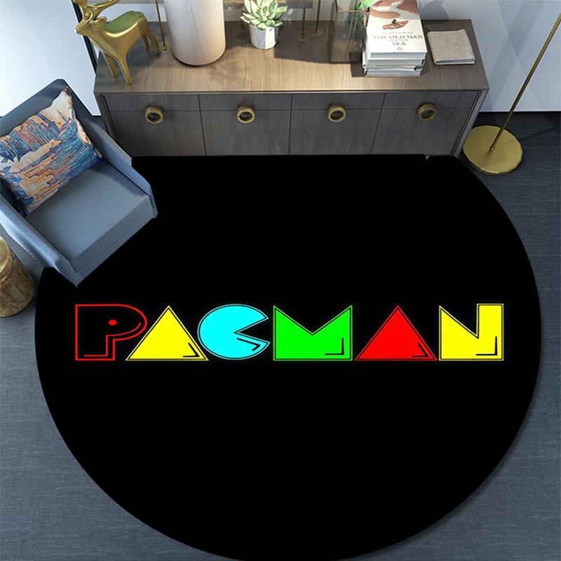 Pac‑Man pattern round rug,Carpet Rug for Living Room Bedroom Playroom ,Non-slip Floor Mat,Holiday Gifts and Birthday Gifts.