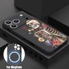 Магнитный чехол для телефона с узором из скелетных цветов Для iPhone 17 Pro Max 17e 16 15 14 13 Pro Max 16e Для Magsafe Мягкий ТПУ Чехол-ремешок