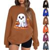 Women's Casual Fashion Printed Long Sleeved Knitted Sportswear Top, Loose Fit Halloween