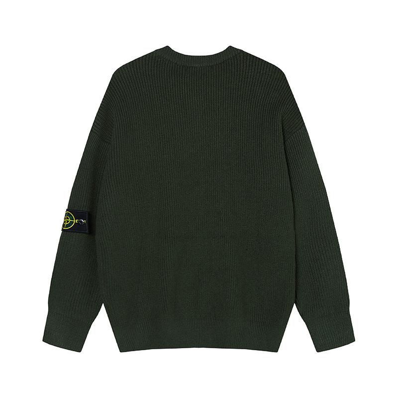 STONE 25FW Unisex Ribbed Badge Crew Neck Knitwear Sweater