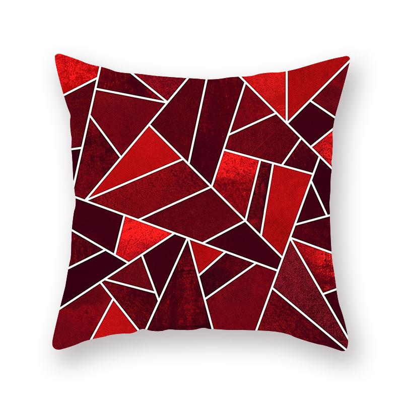 Red Geometric Cushion Cover 45X45 Pillowcase Decor Sofa  Polyester  Home