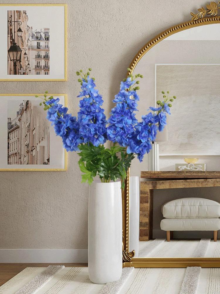 4 шт. шелковые цветы дельфиниума искусственные цветы 80 см длинный стебель живокость латекс настоящее прикосновение для высоких ваз столов домашний свадебный сад декор