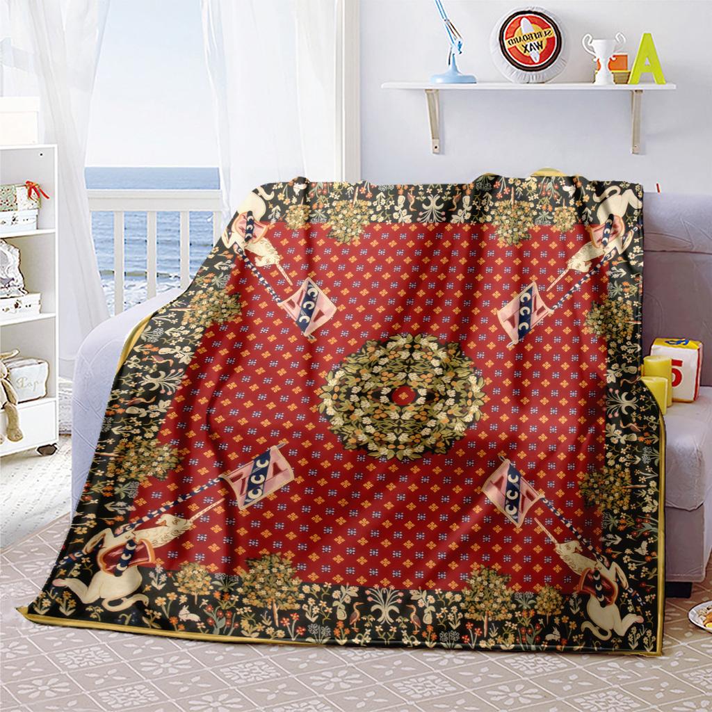 1pc Medieval Baroque Dream Unicorn blanket, al season lightweigh Poster blanket home office outdoor nap multifunc Poster blanketional blanket